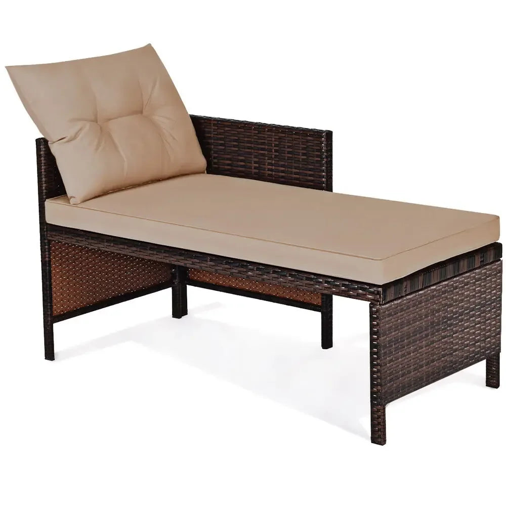 Outdoor 3 Piece Wicker Rattan Sofa Set With Waterproof Cushions