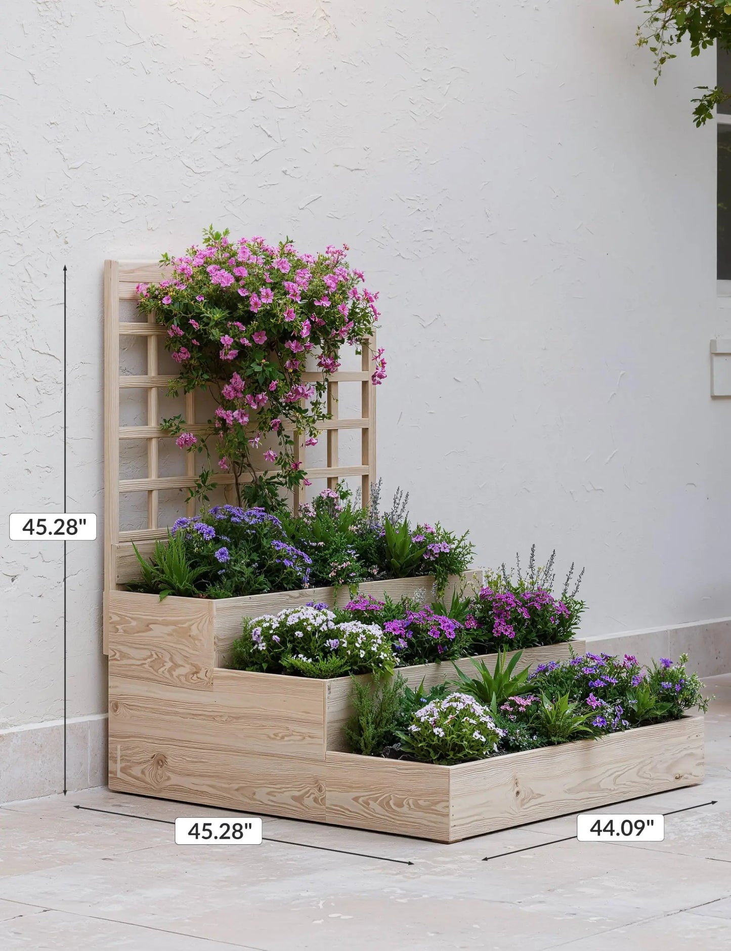 HiMISS 3-Tier Elevated Garden Bed With Trellis For Vegetables