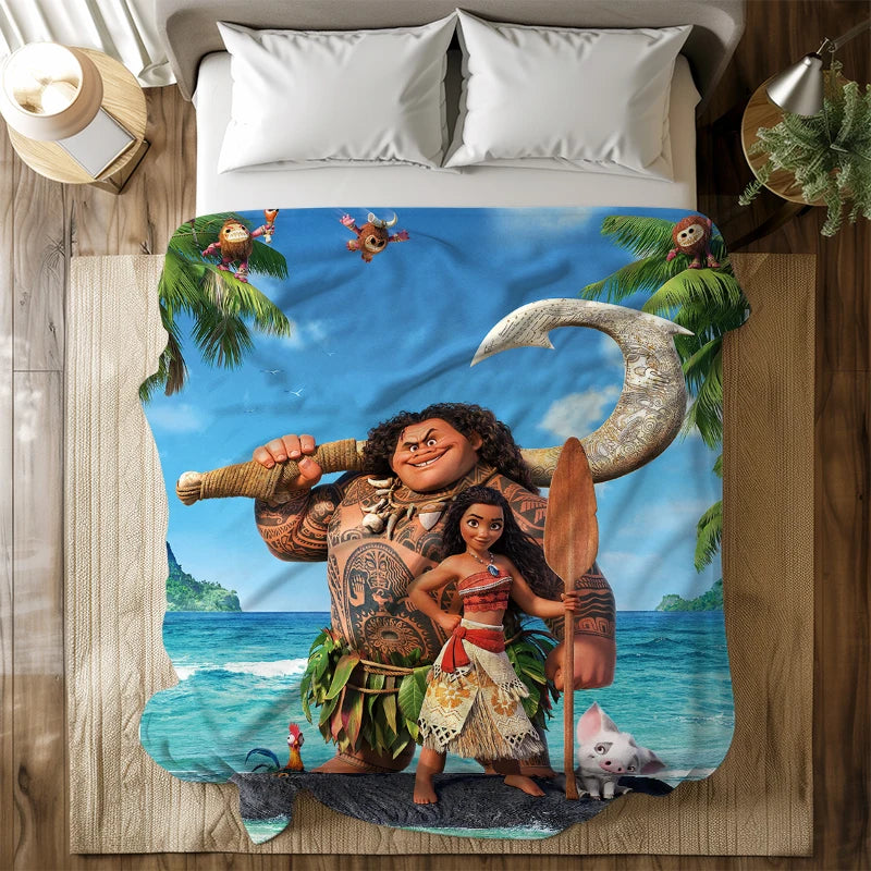 Potdemiel Disney Moana Flannel Blanket Cozy Throw For Home