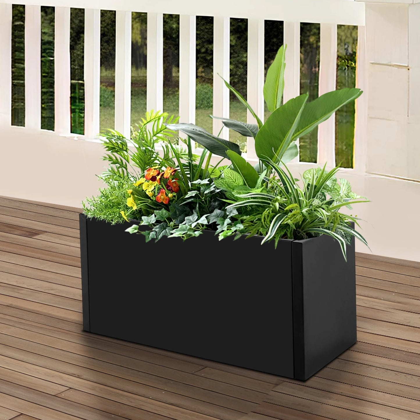 Metal Rectangular Planter Box for Outdoor Gardens and Patios Rustproof