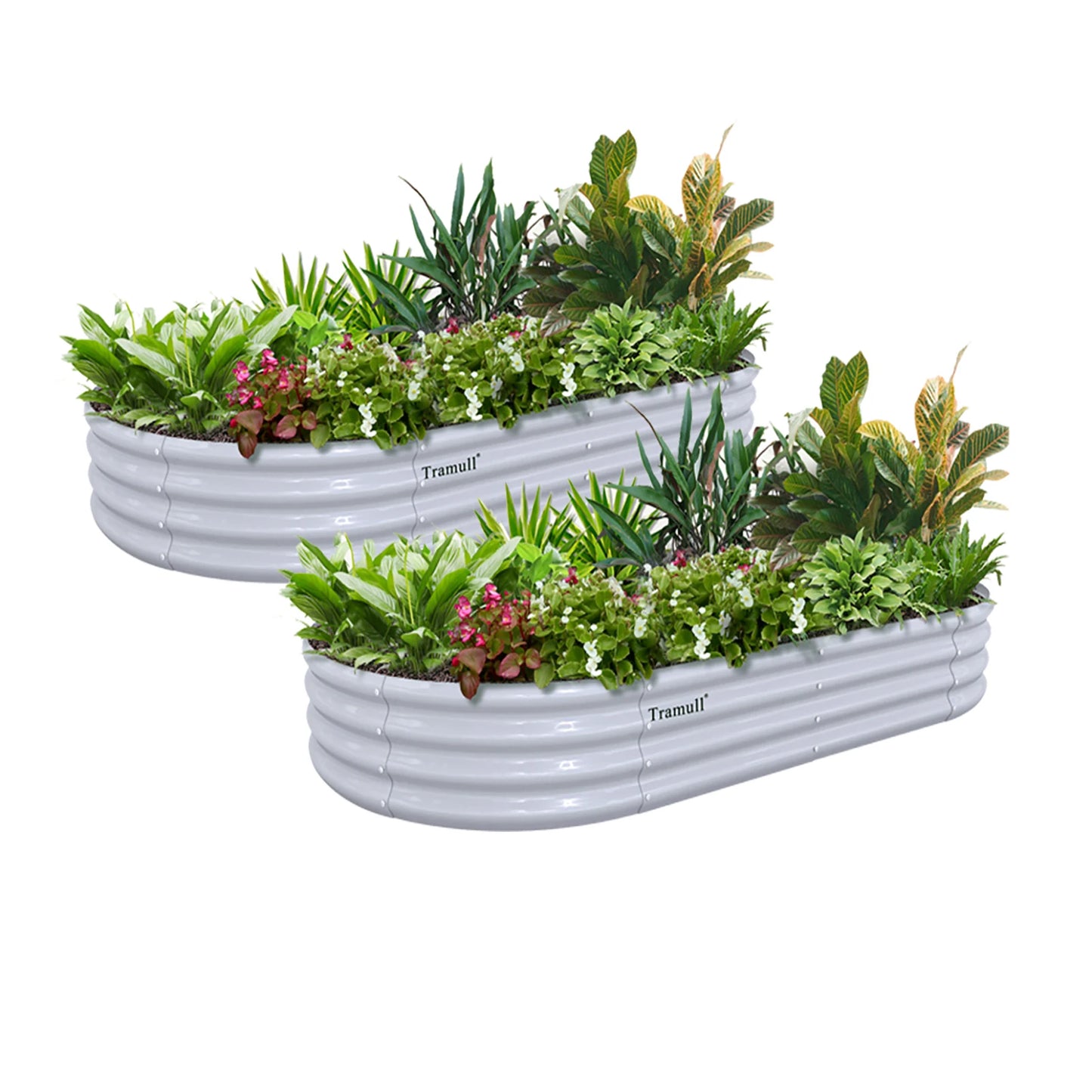 Tramull Galvanized Raised Garden Bed Kit Oval Metal Planter