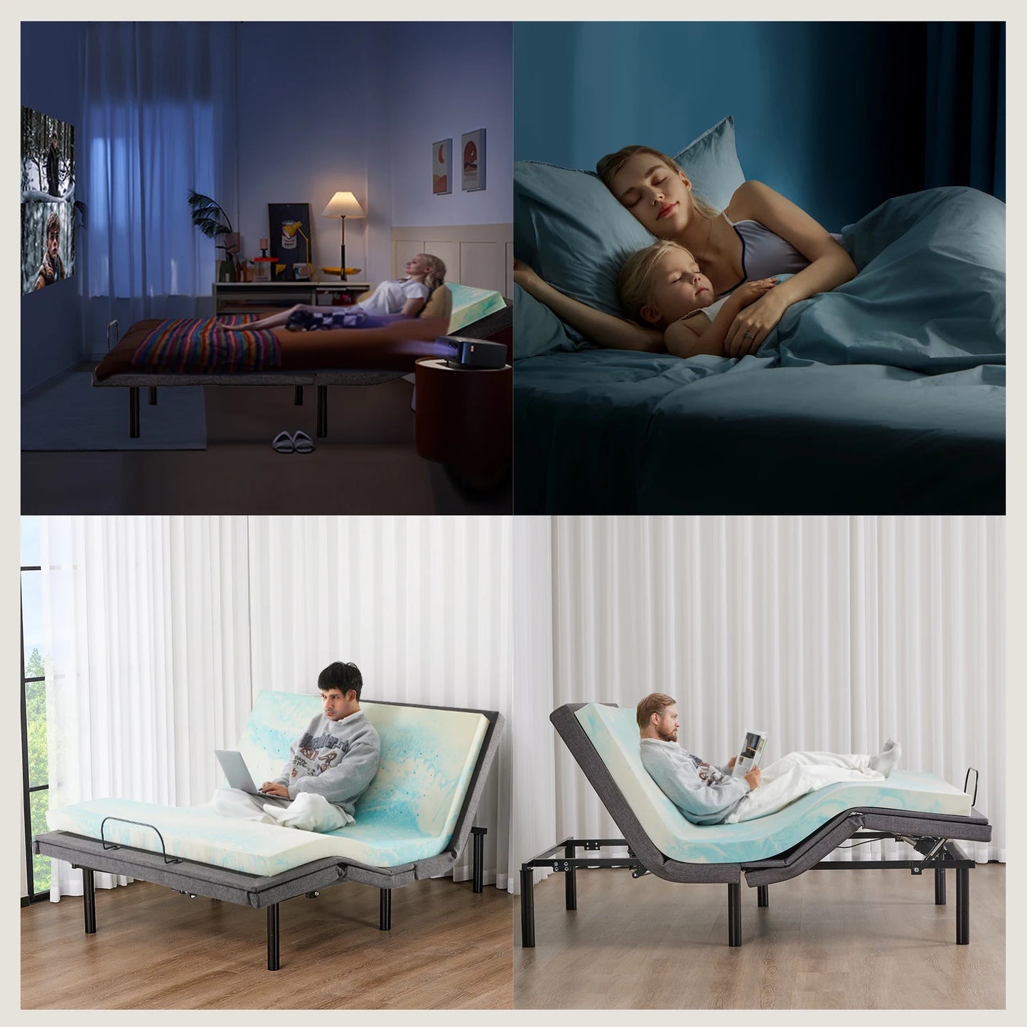 JHK Electric Adjustable Bed Frame Zero Gravity Wireless USB Ports