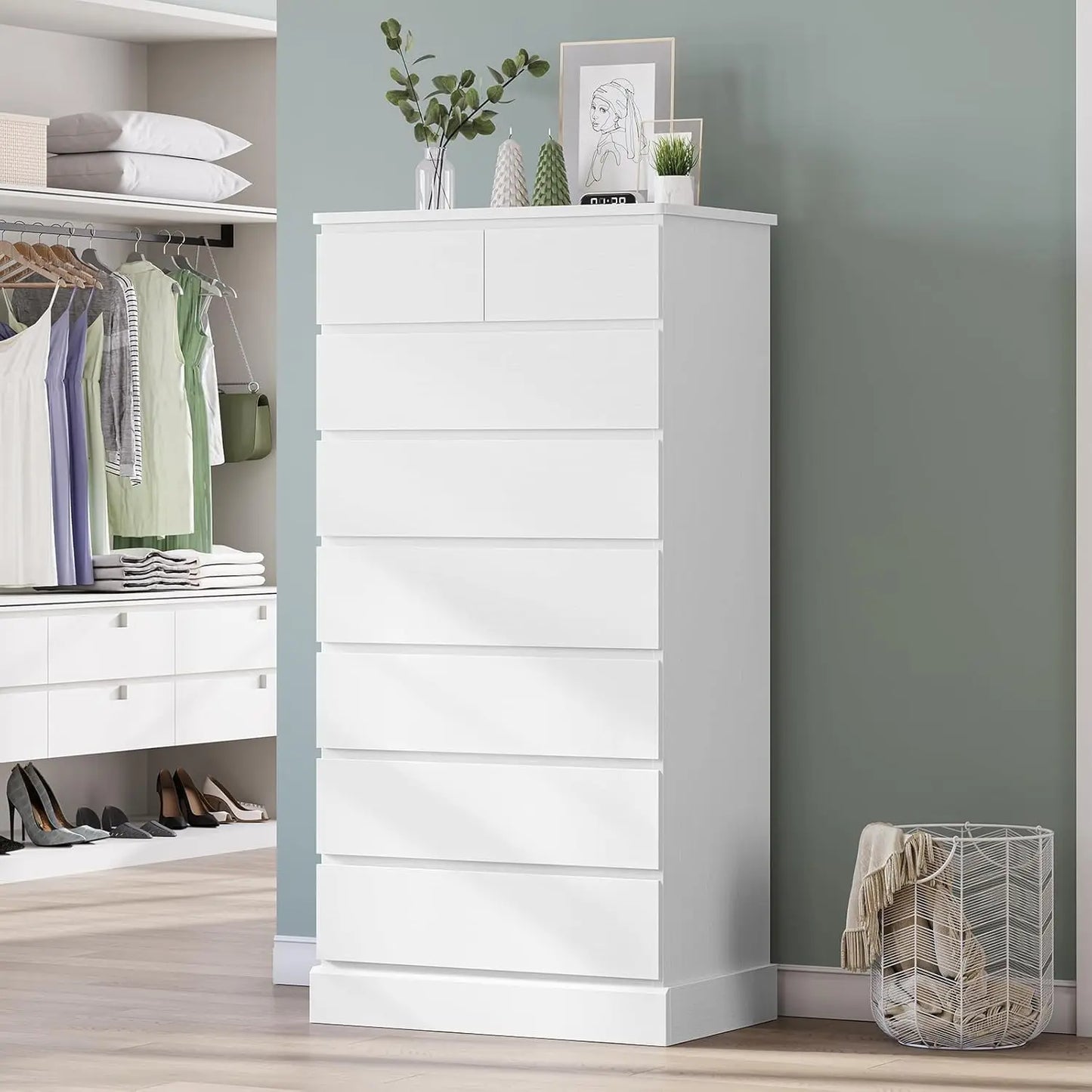 Eight-Drawer Tall Dresser for Bedroom Closet Storage Cabinet