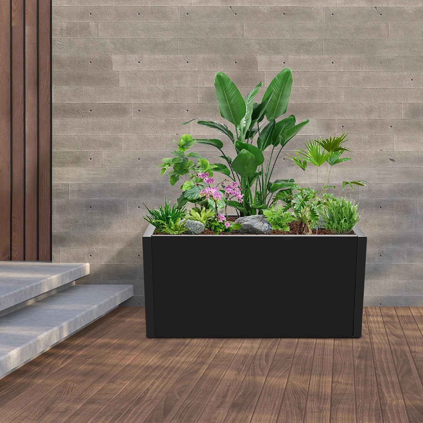 Metal Rectangular Planter Box for Outdoor Gardens and Patios Rustproof
