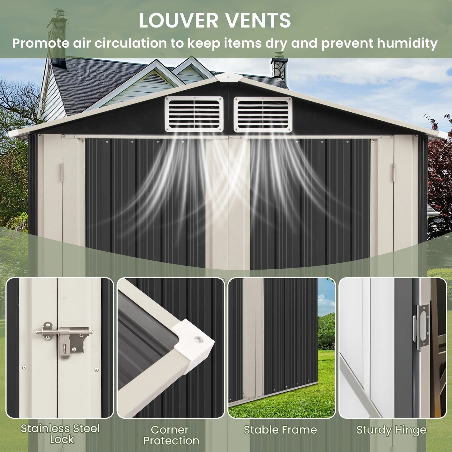 MORNGARDO Outdoor Metal Storage Shed With Lockable Door