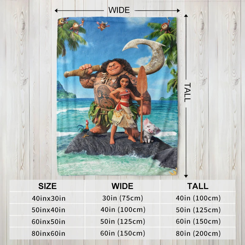 Potdemiel Disney Moana Flannel Blanket Cozy Throw For Home