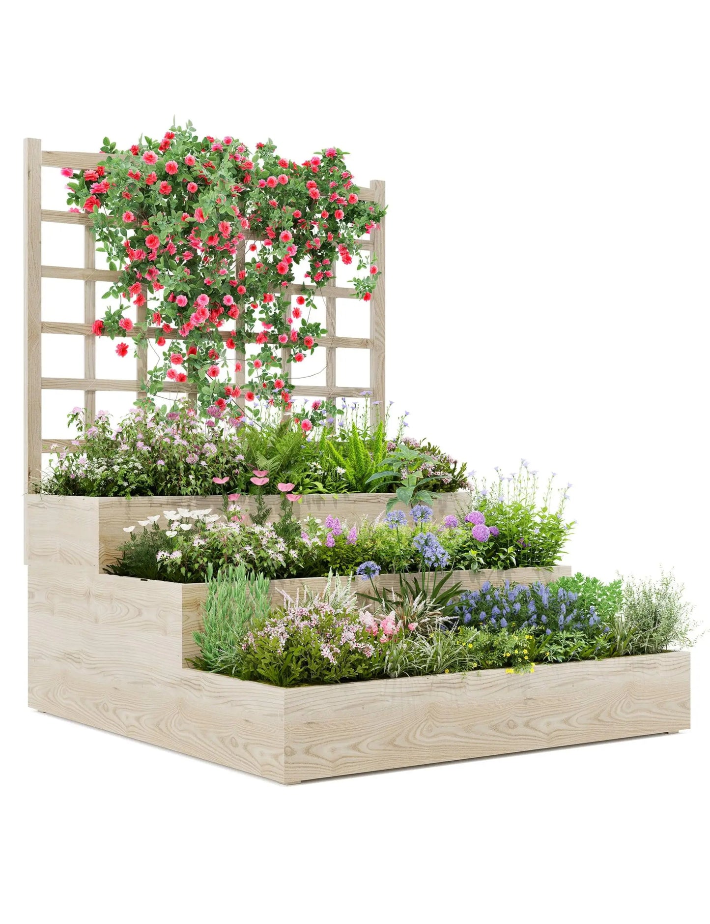 HiMISS 3-Tier Elevated Garden Bed With Trellis For Vegetables