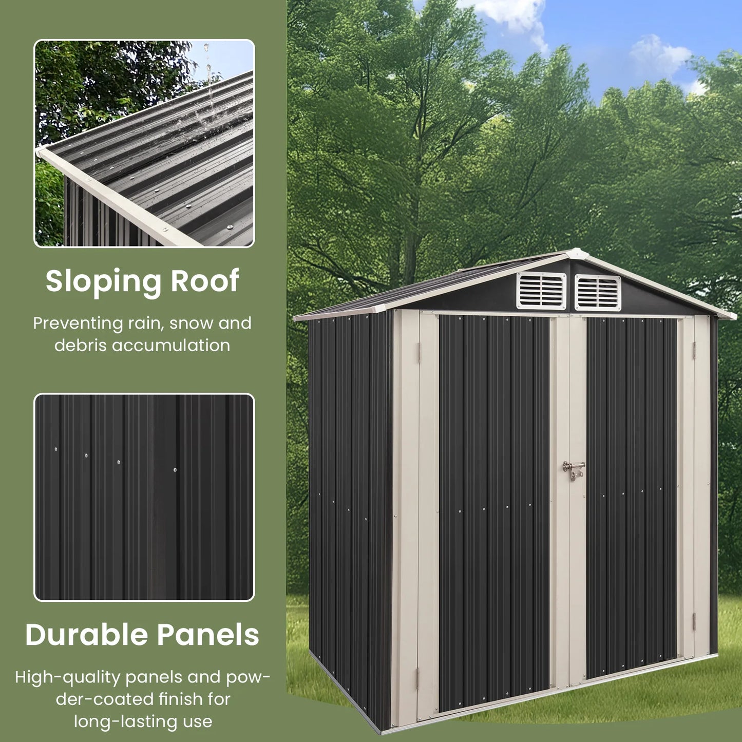 MORNGARDO Outdoor Metal Storage Shed With Lockable Door