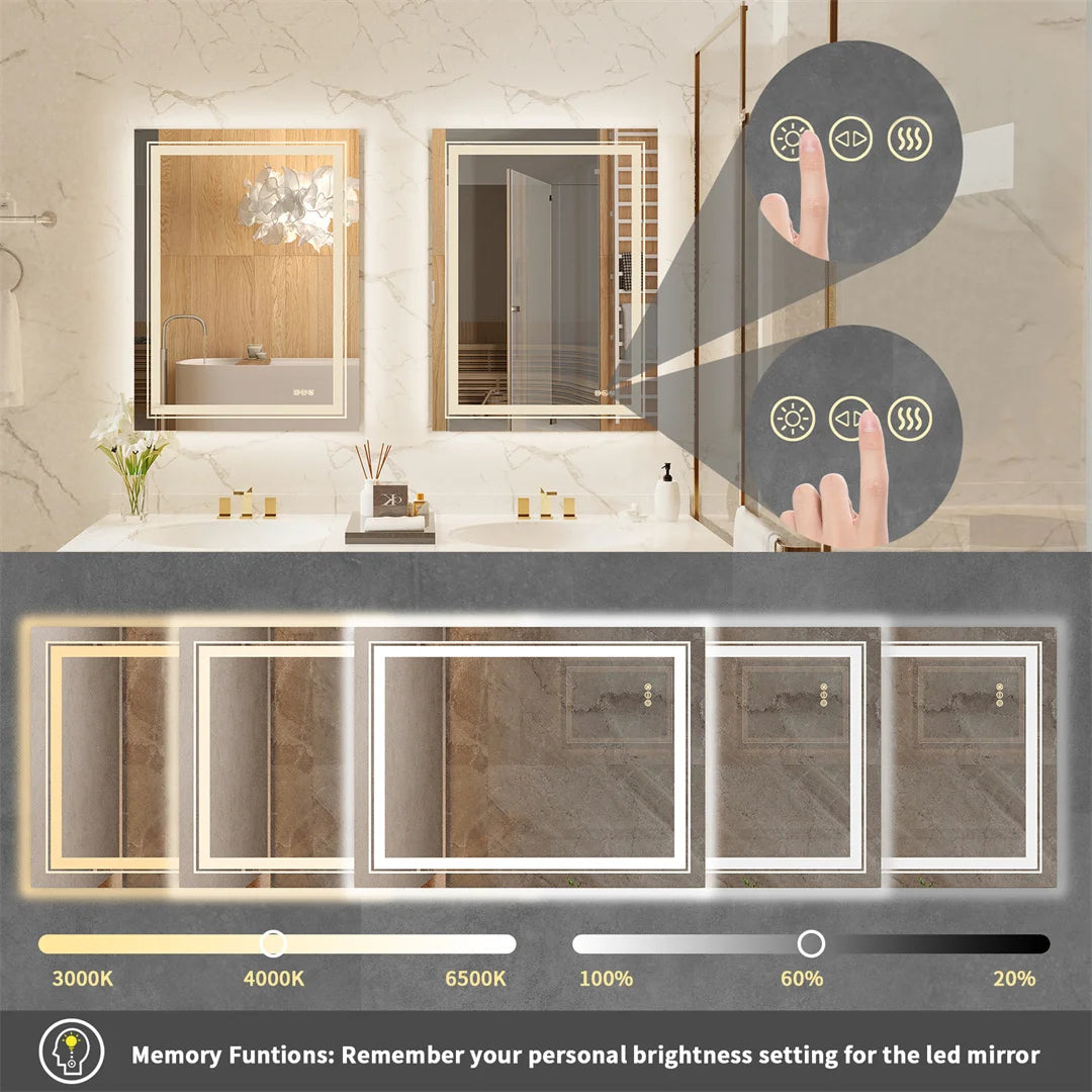 LUVODI Luxury LED Bathroom Mirror IP65 Dimmable Lights