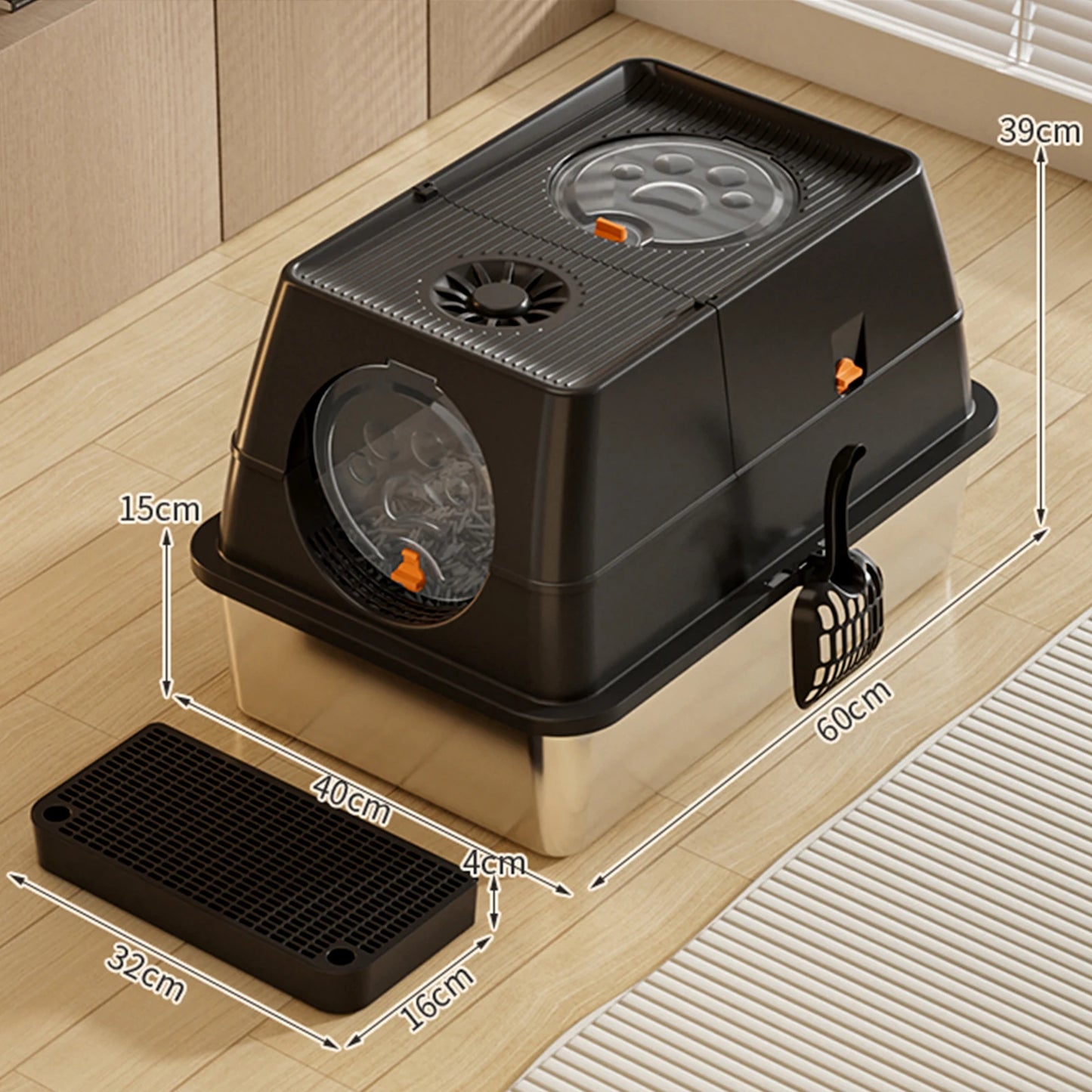 HiMIS Litter Box With Lid Enclosed Anti Leakage Non Stick