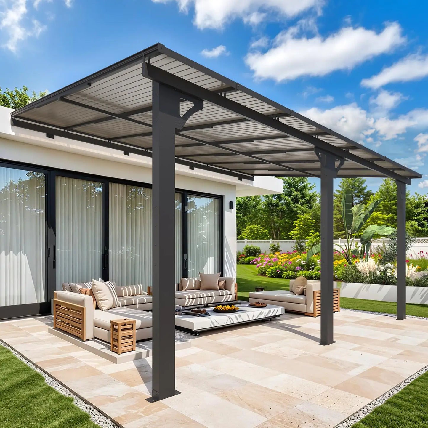 Patio Gazebo With Hard Top Aluminum Frame