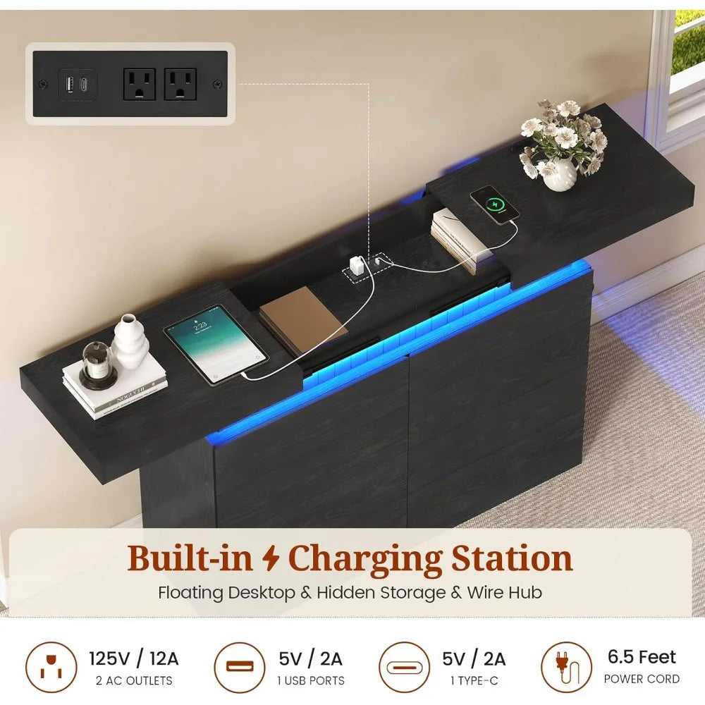 Modern Dresser With 8 Drawers And LED Power Outlet