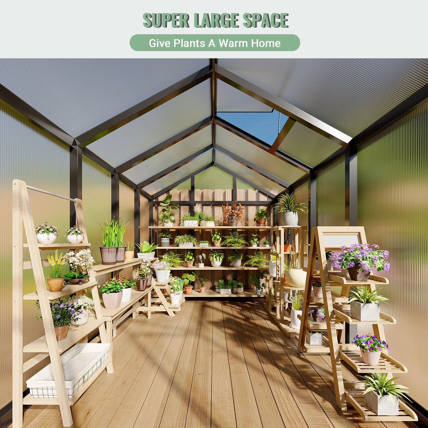 DishyKooker Aluminum Walk-In Greenhouse With Roof Vent Polycarbonate Outdoors