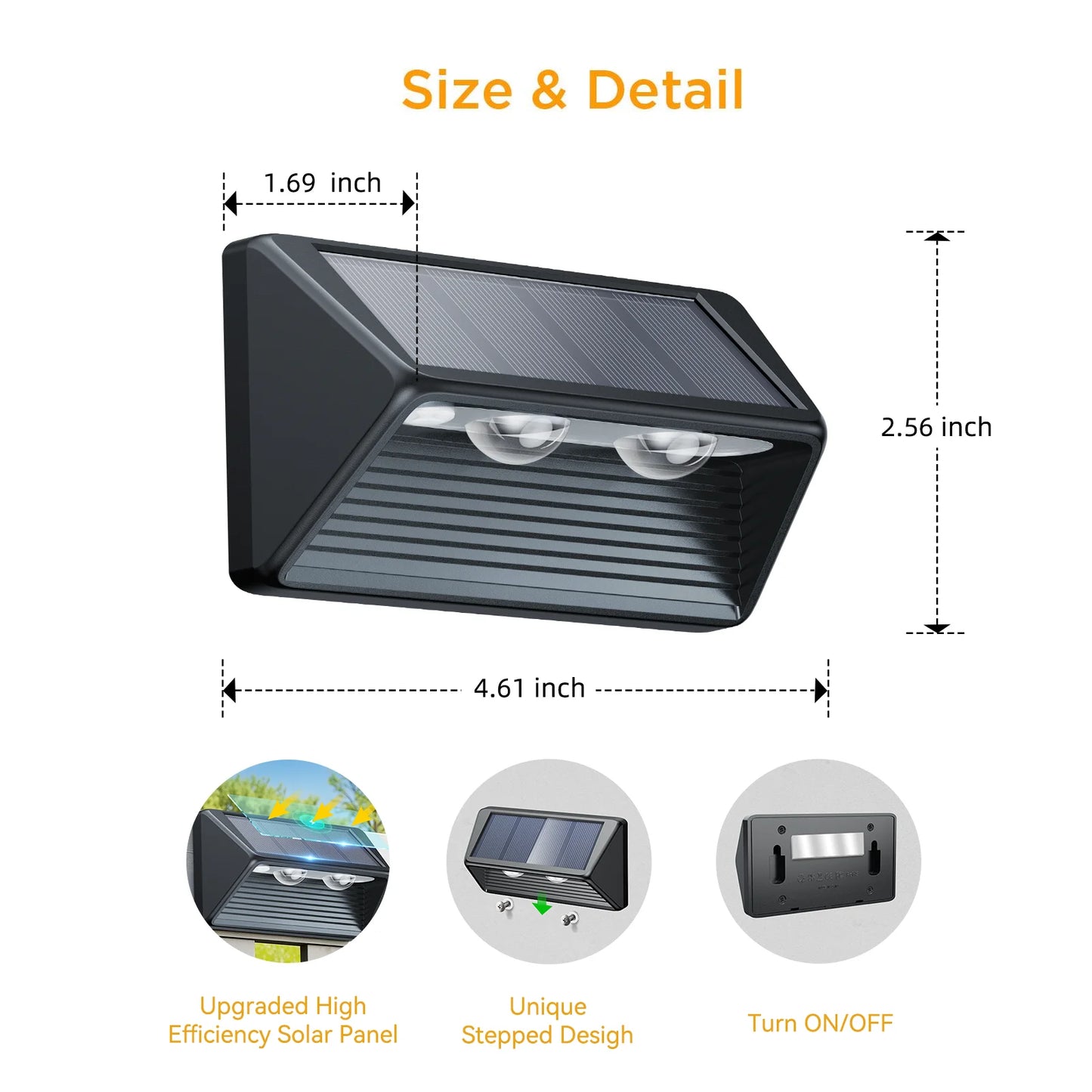 KPSTEK Solar Fence Lights 4 Pack LEDs Outdoor Durable