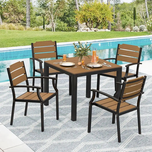 5 Piece Patio Table And Chairs Set All Weather Furniture