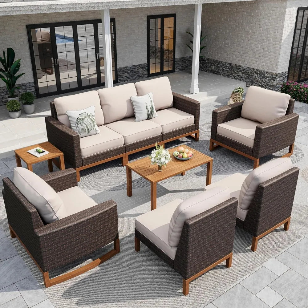 Luxury Rattan Outdoor Patio Furniture Set All Weather Wicker Sectional