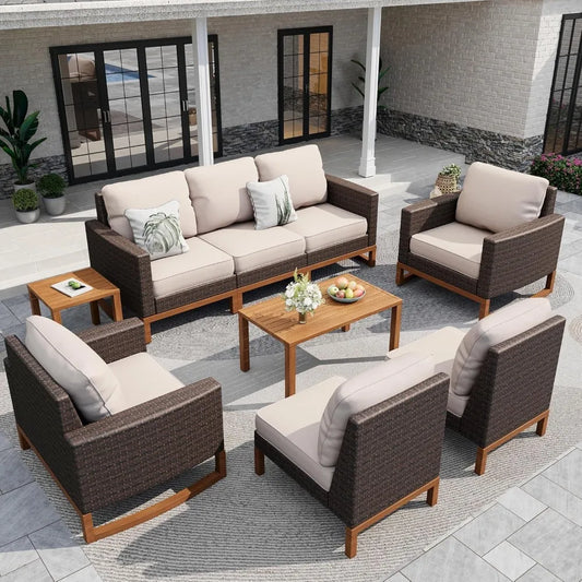 Luxury Rattan Outdoor Patio Furniture Set All Weather Wicker Sectional