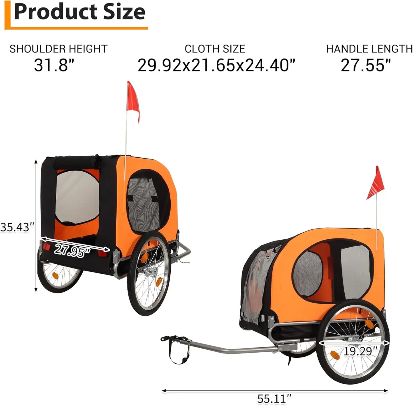 TWISTER.CK Dog Bike Trailer Oxford Fabric 88 Lbs Foldable Carrier