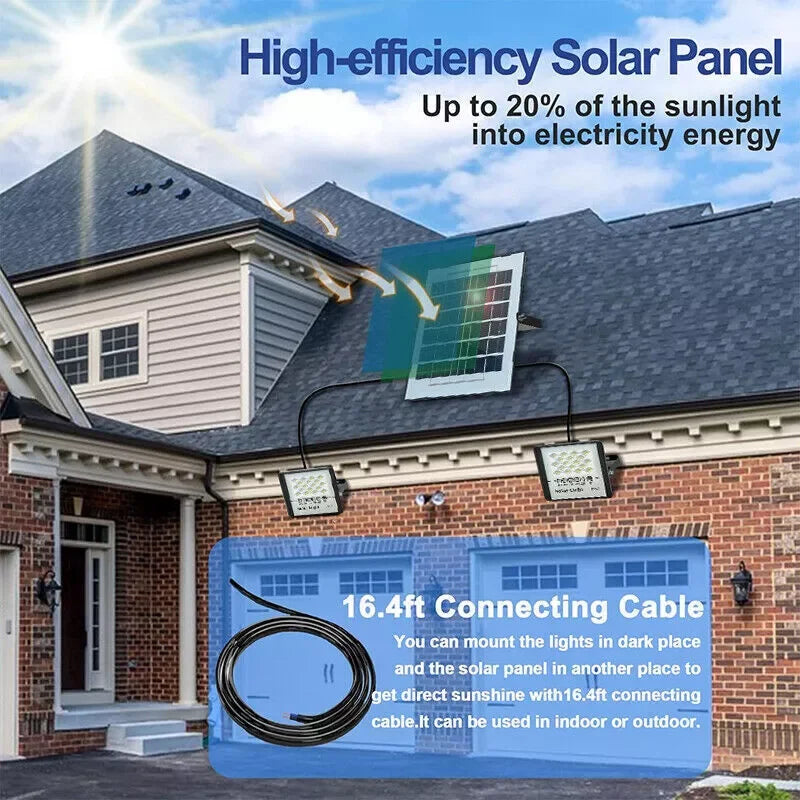 Solar 300W LED Street Light Outdoor Flood Lamp Dusk-to-Dawn