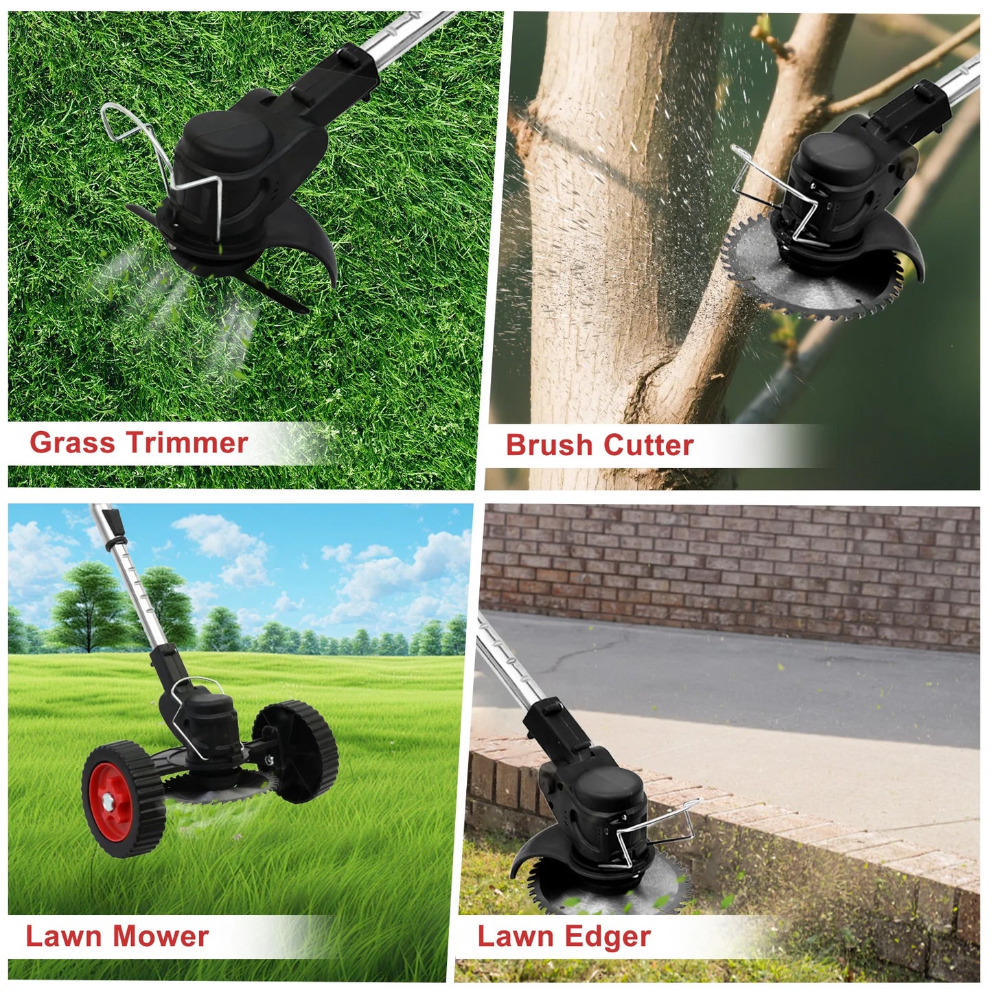 Cordless Grass Trimmer 3 In 1 Edger With 2x2000mAh Batteries