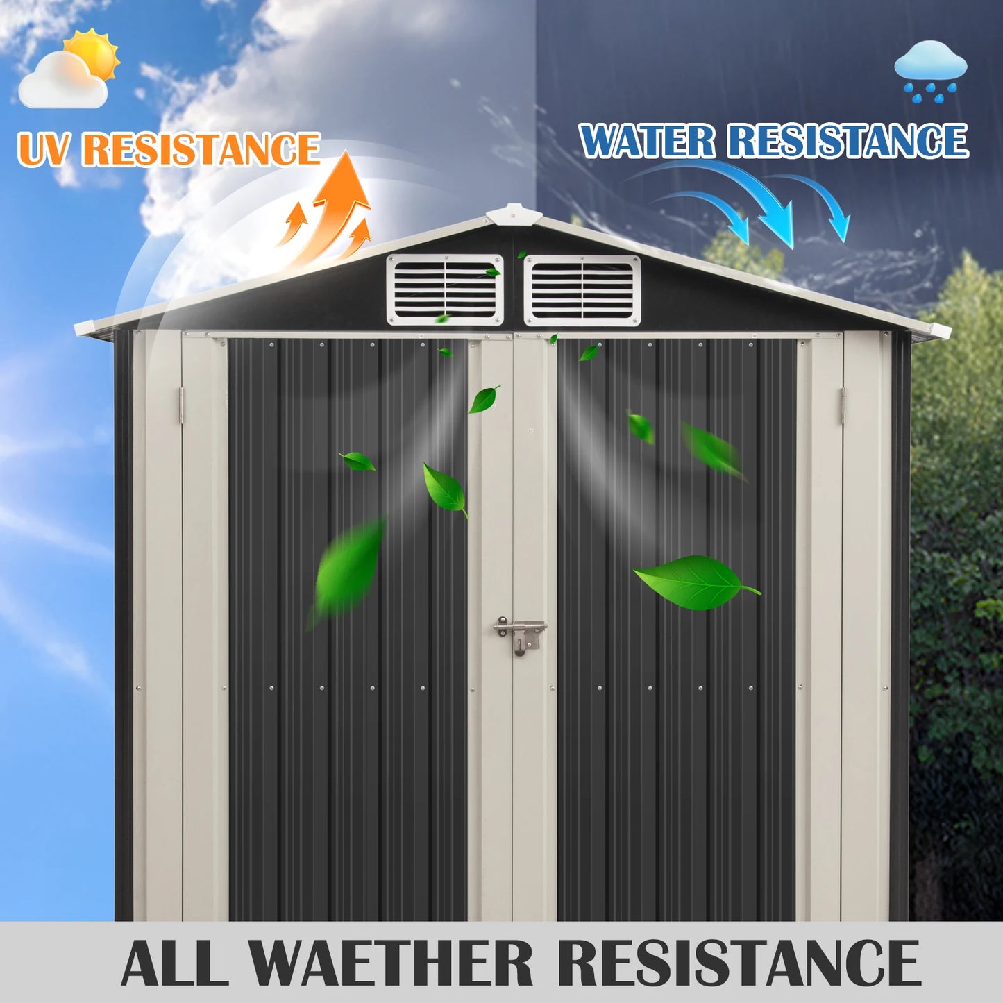 MORNGARDO Outdoor Metal Storage Shed With Lockable Door