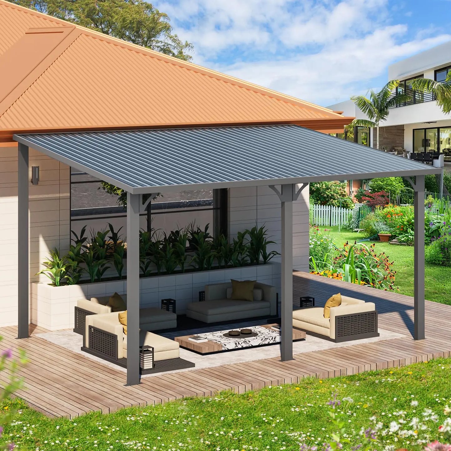 Patio Gazebo With Hard Top Aluminum Frame