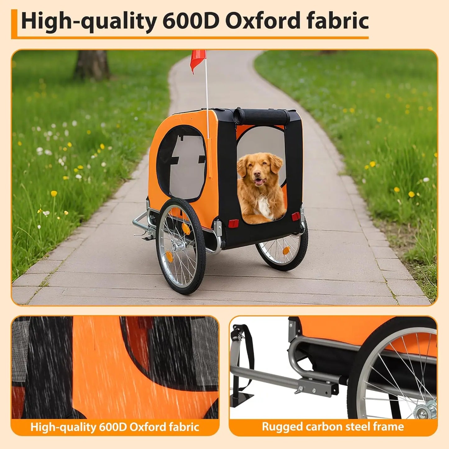 TWISTER.CK Dog Bike Trailer Oxford Fabric 88 Lbs Foldable Carrier