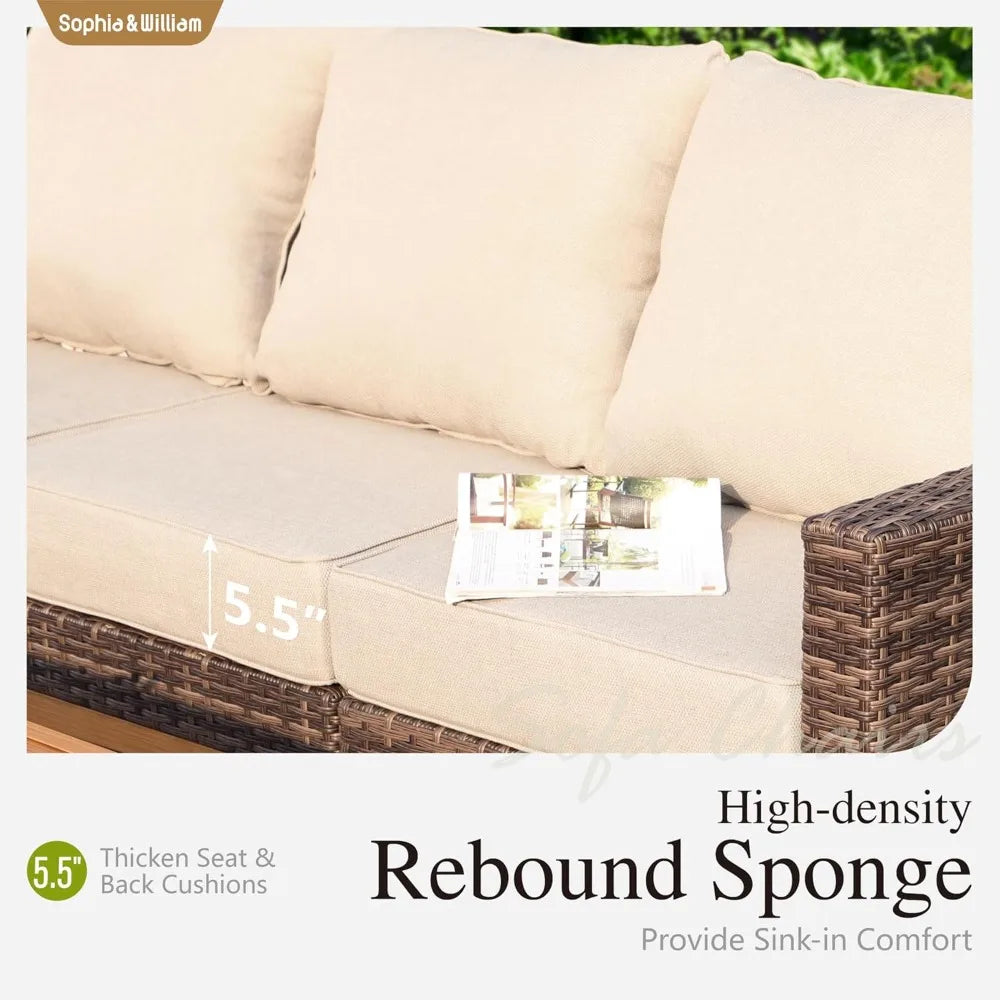 Luxury Rattan Outdoor Patio Furniture Set All Weather Wicker Sectional
