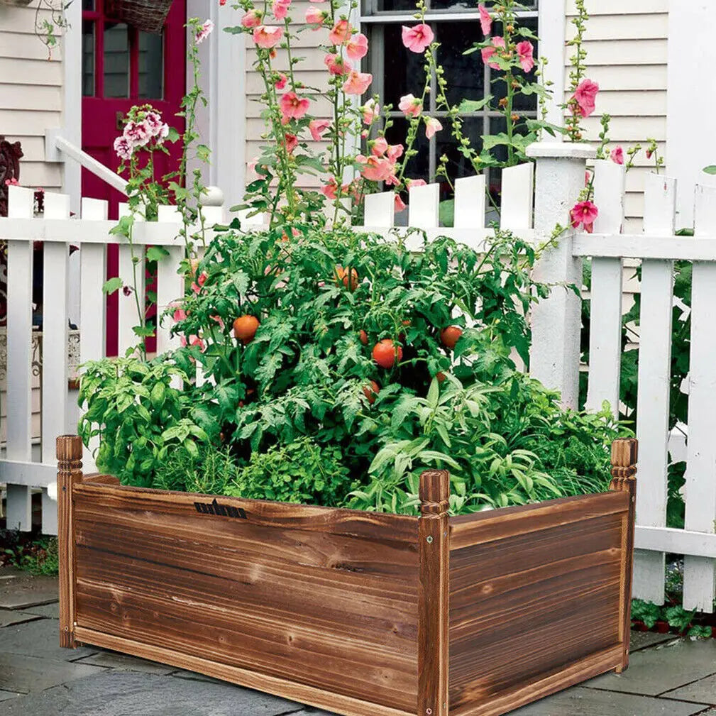Wood Planter Box Outdoor Raised Garden Bed Flowers Vegetables