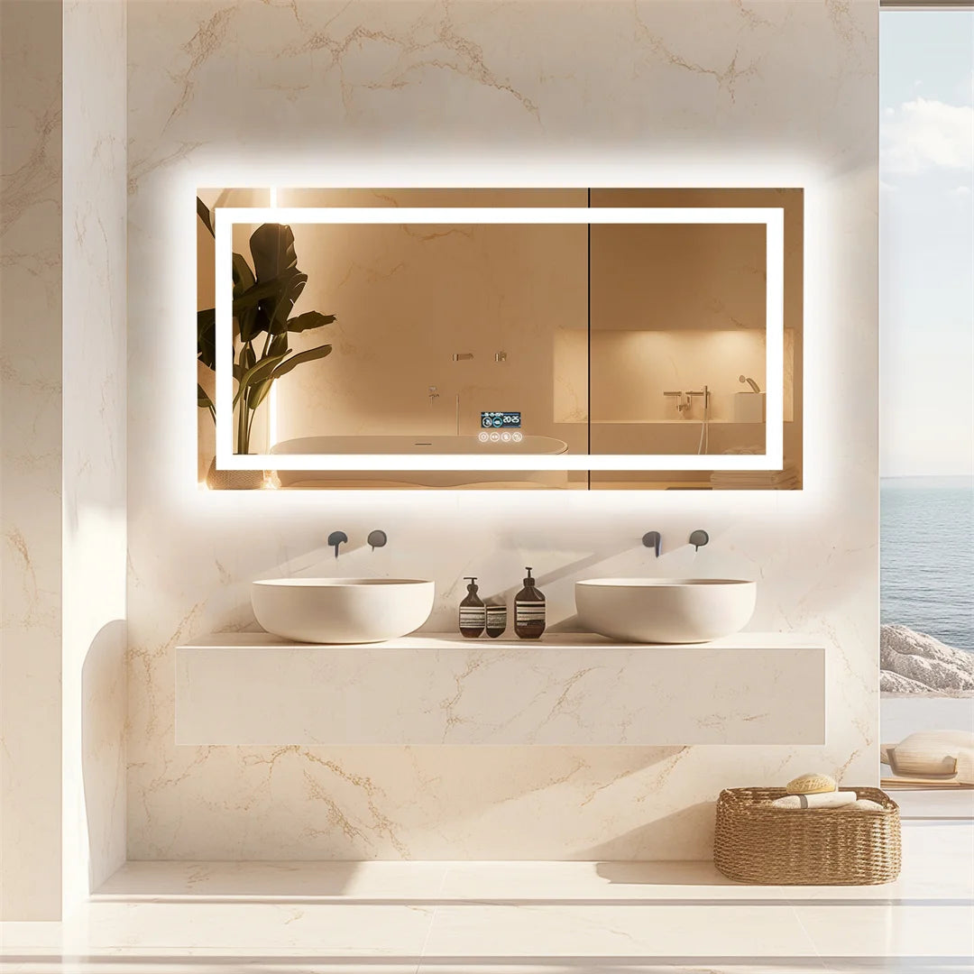 LUVODIC Large Illuminated Bluetooth Bathroom Mirror With LED And Speaker