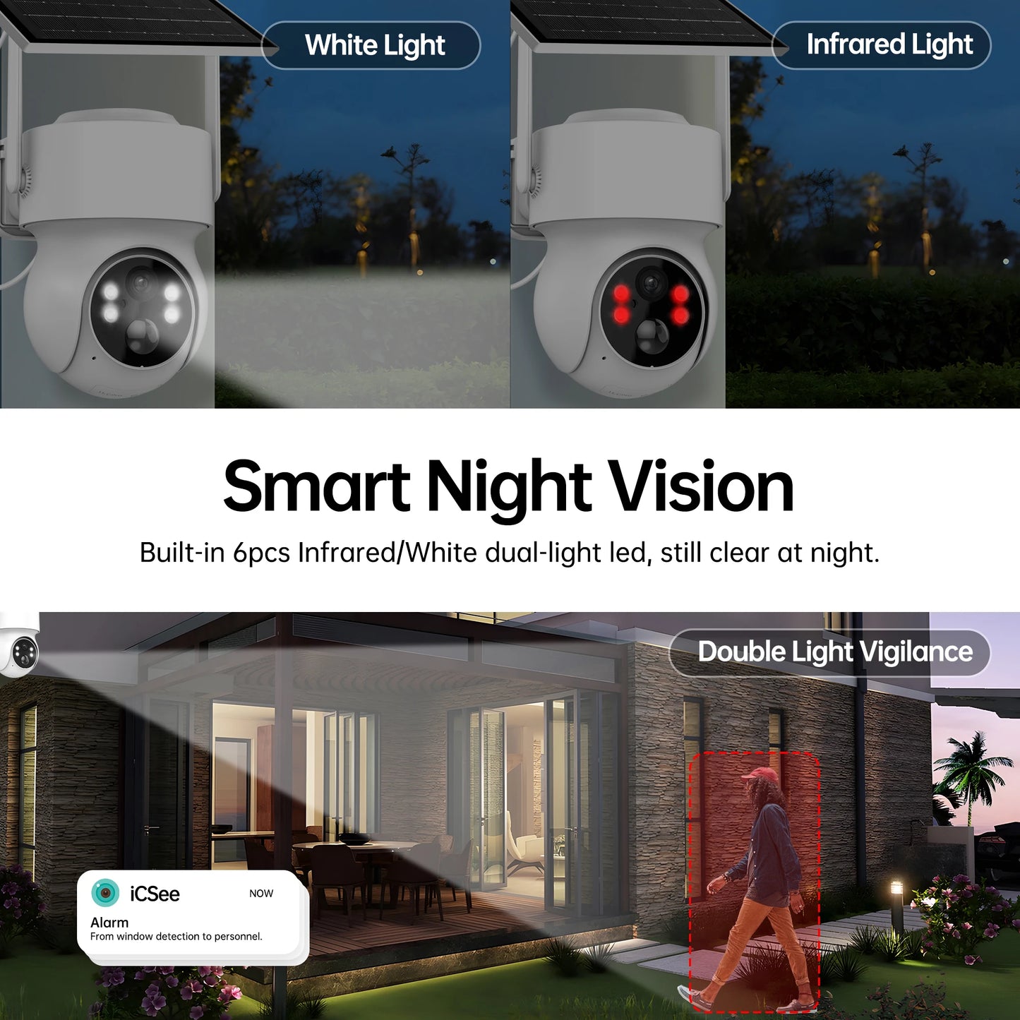 GEYUNE 4MP Wireless Solar Camera WiFi Outdoor PIR Motion Detection