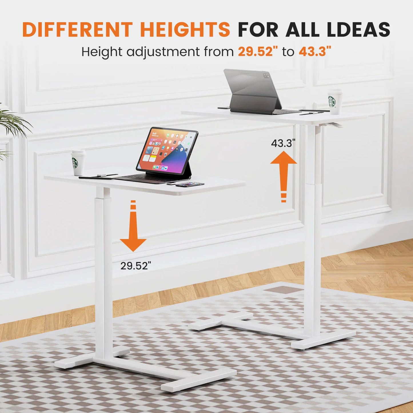 JHK Overbed Bedside Table Adjustable Height Laptop Standing Desk