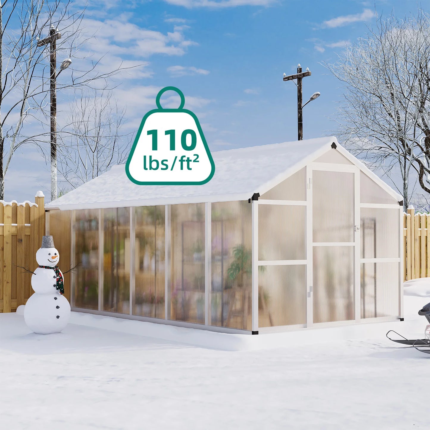 DishyKooker Outdoor Walk-In Greenhouse Aluminum Frame with Roof Vent