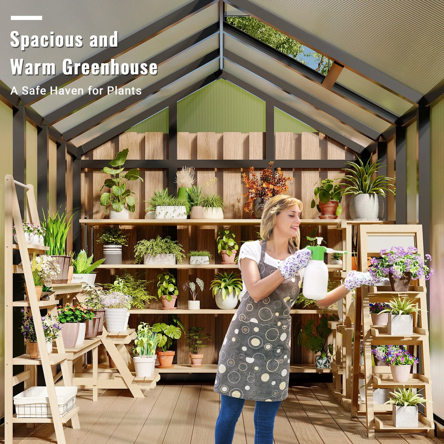 DishyKooker Aluminum Walk-In Greenhouse With Roof Vent Polycarbonate Outdoors