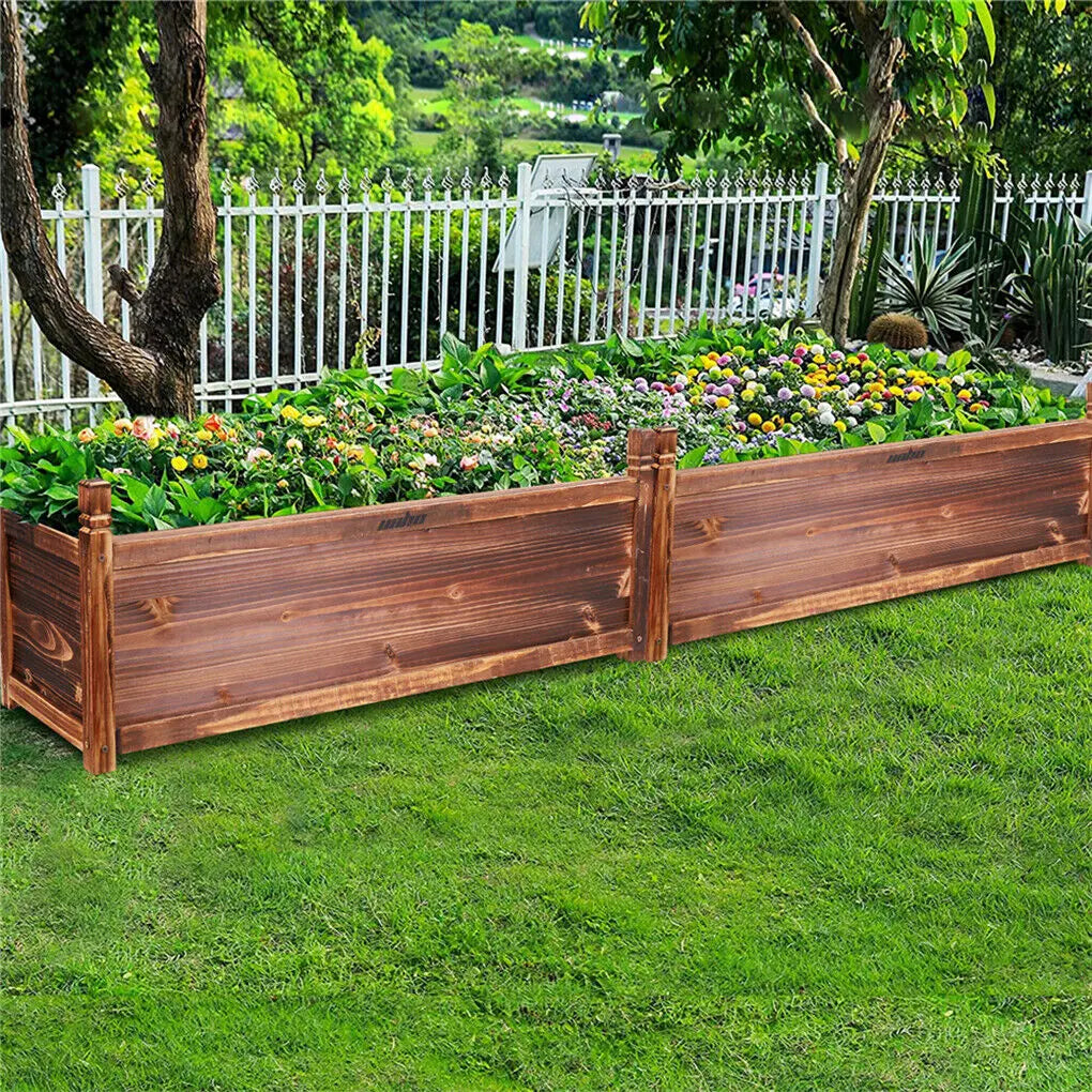 Wood Planter Box Outdoor Raised Garden Bed Flowers Vegetables