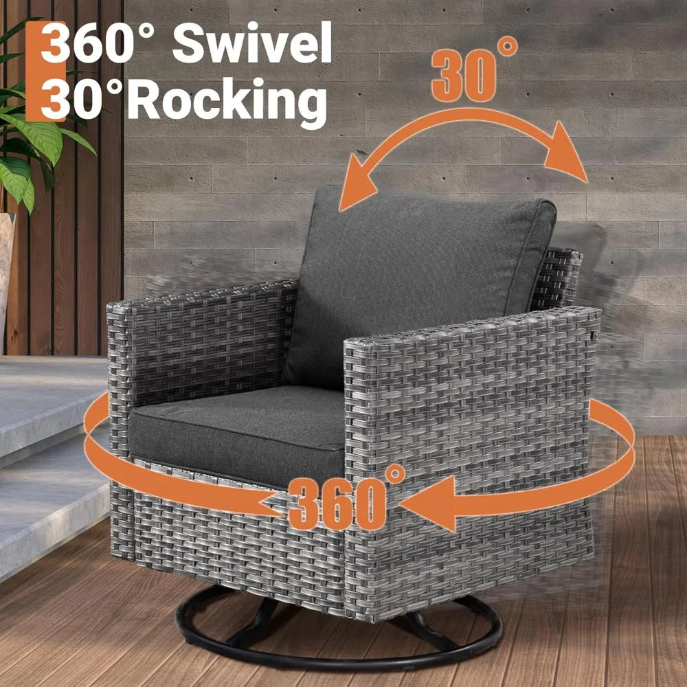 Outdoor Patio Furniture Set With Fire Pit Table Wicker