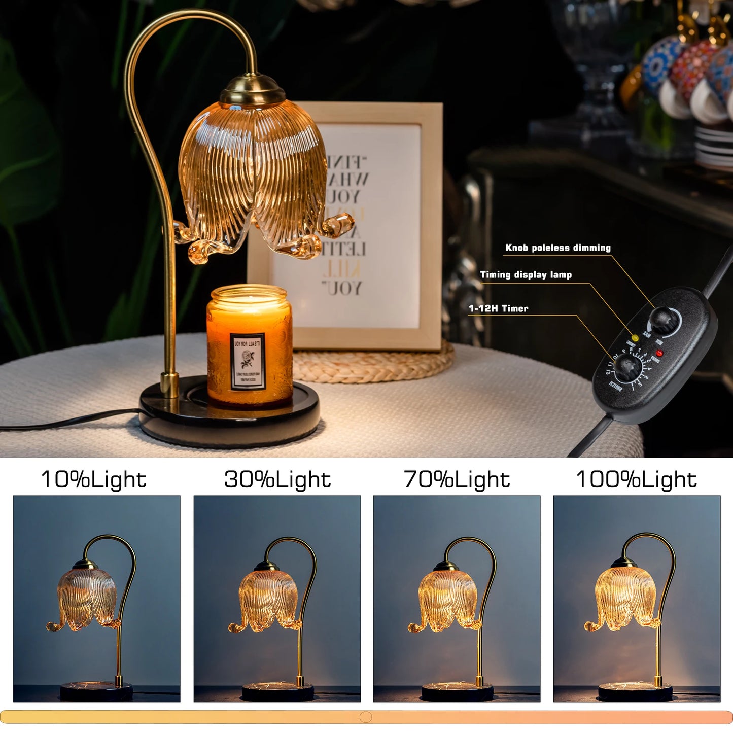 Tulip Flower Warm Candle Lamp Bedside Night Light For Bedroom