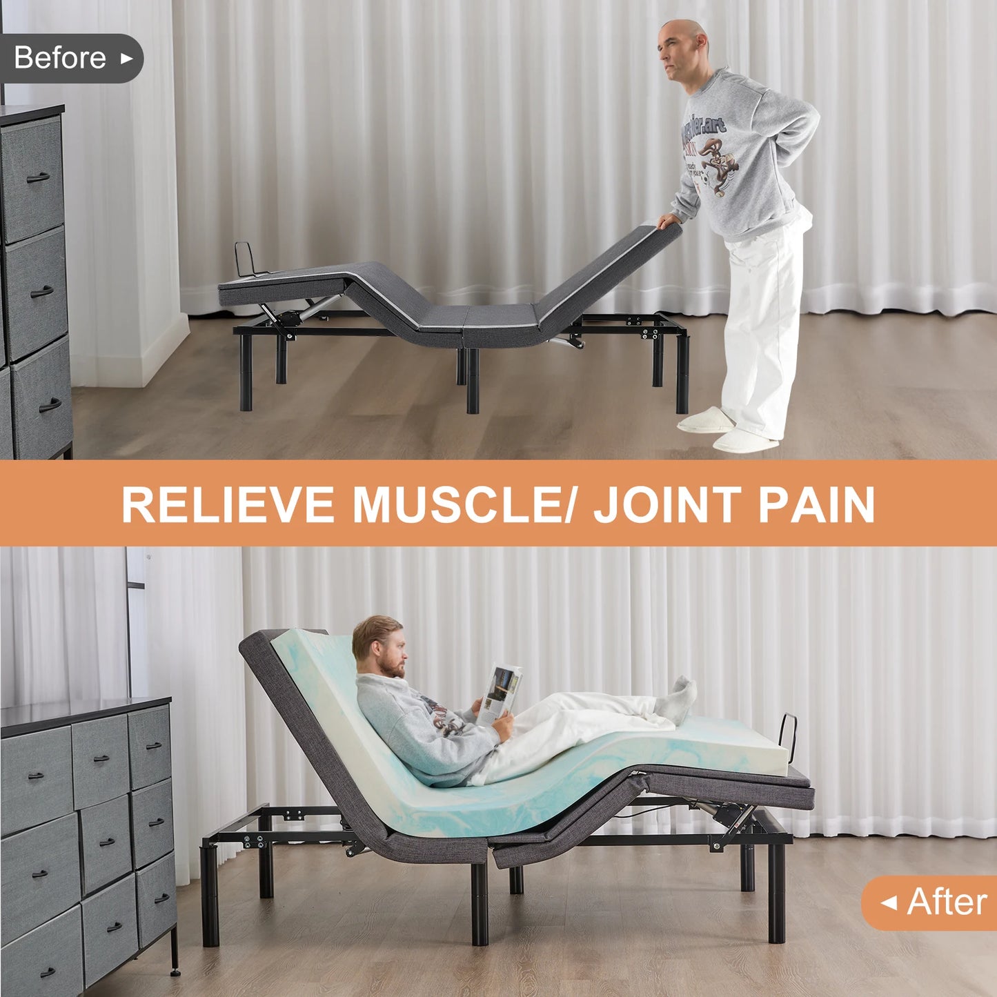 JHK Electric Adjustable Bed Frame Zero Gravity Wireless USB Ports