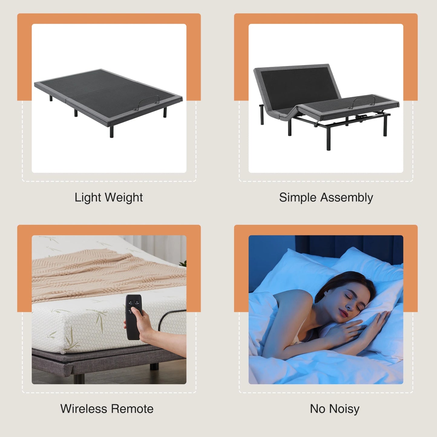 JHK Electric Adjustable Bed Frame Zero Gravity Wireless USB Ports