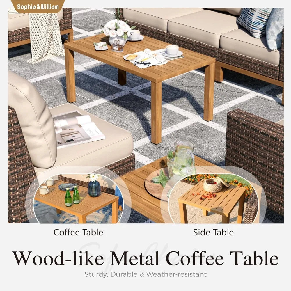 Luxury Rattan Outdoor Patio Furniture Set All Weather Wicker Sectional