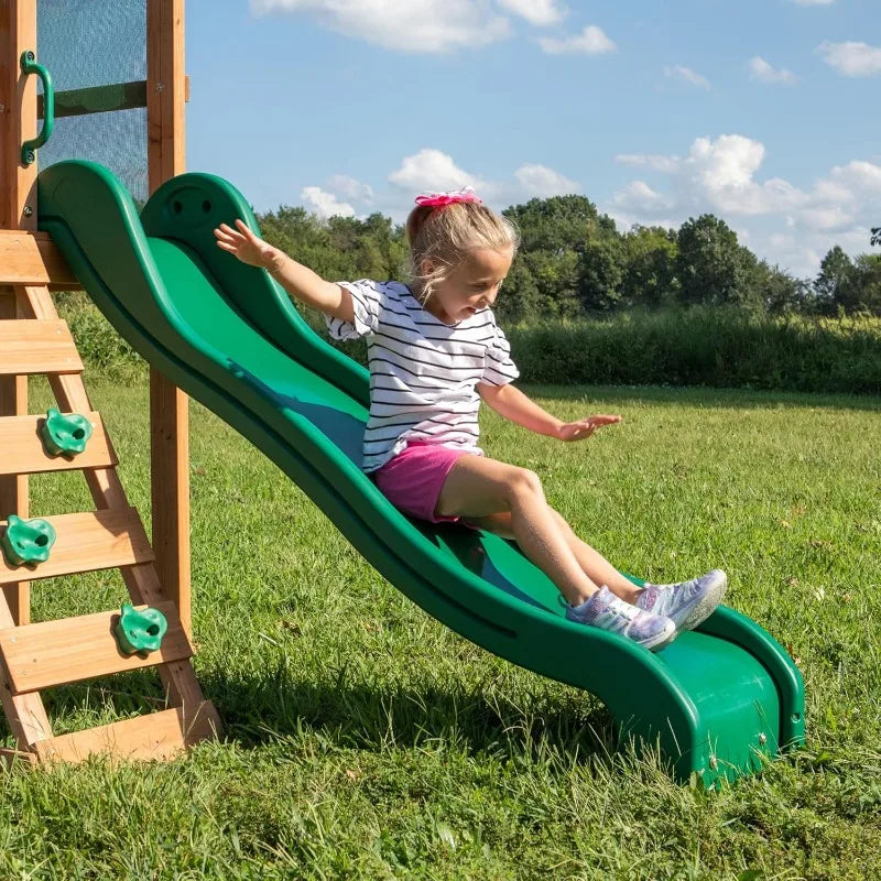 Buckley Hill Cedar Wood Swing Set Wave Slide Chalkboard
