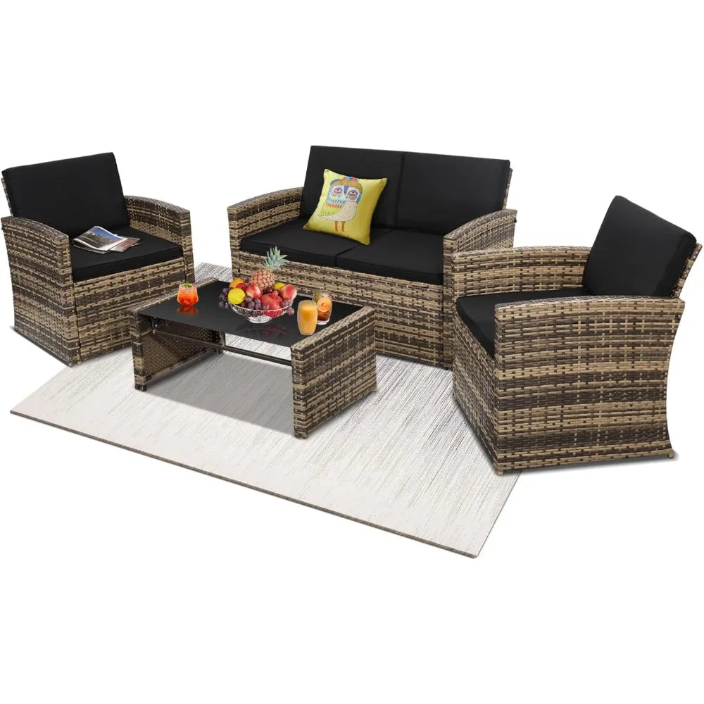 Outdoor Rattan Sofa Set Courtyard Garden Patio Furniture