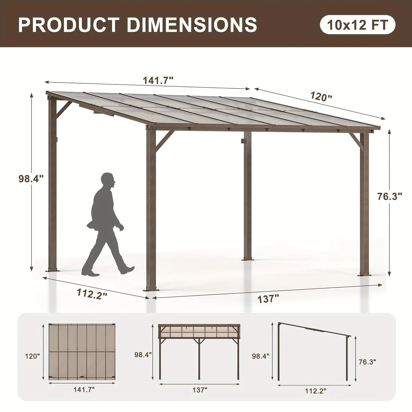 Polar Aurora Hardtop Gazebo Aluminum Frame All-Weather Pavilion