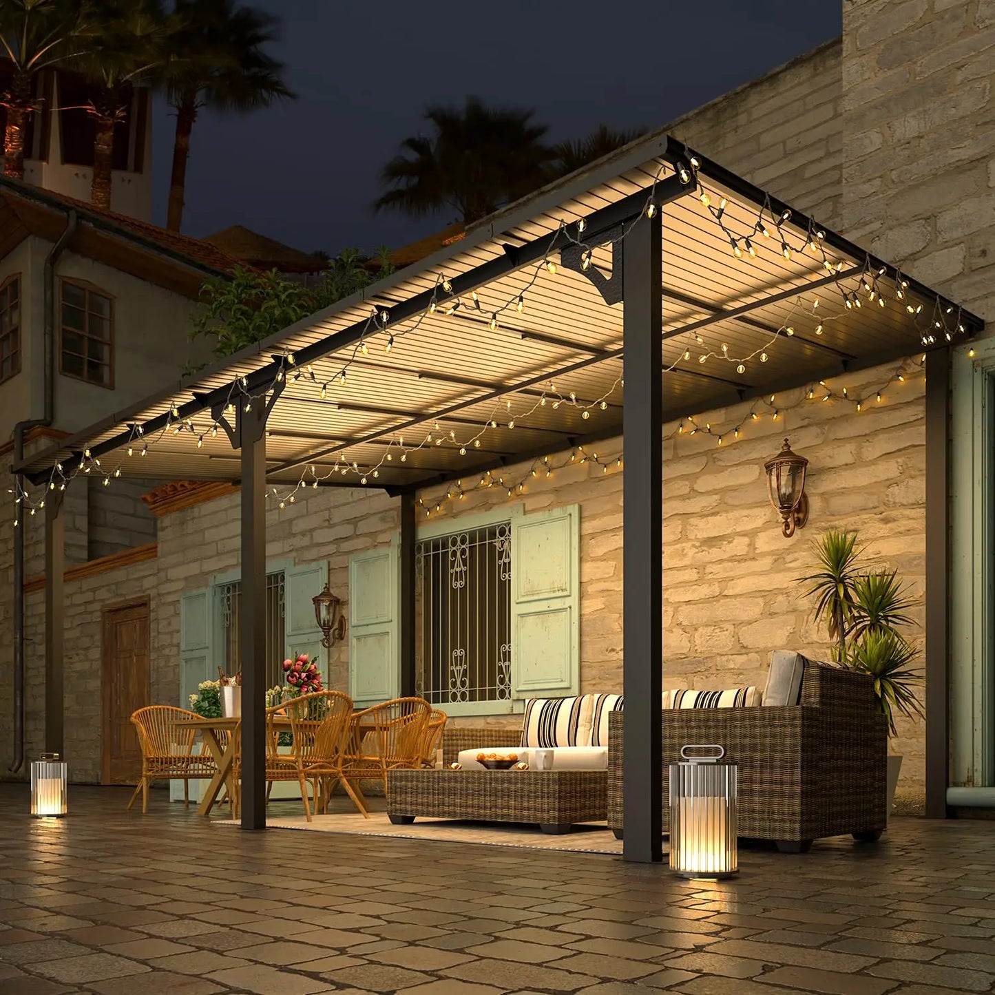 Patio Gazebo With Hard Top Aluminum Frame