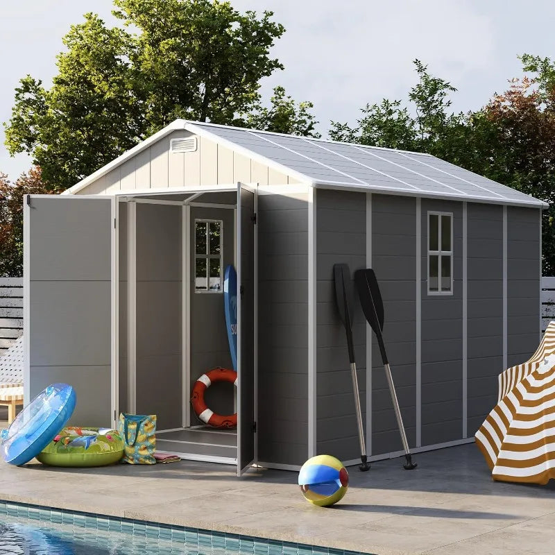 Resin Outdoor Storage Shed With Floor Lockable Door