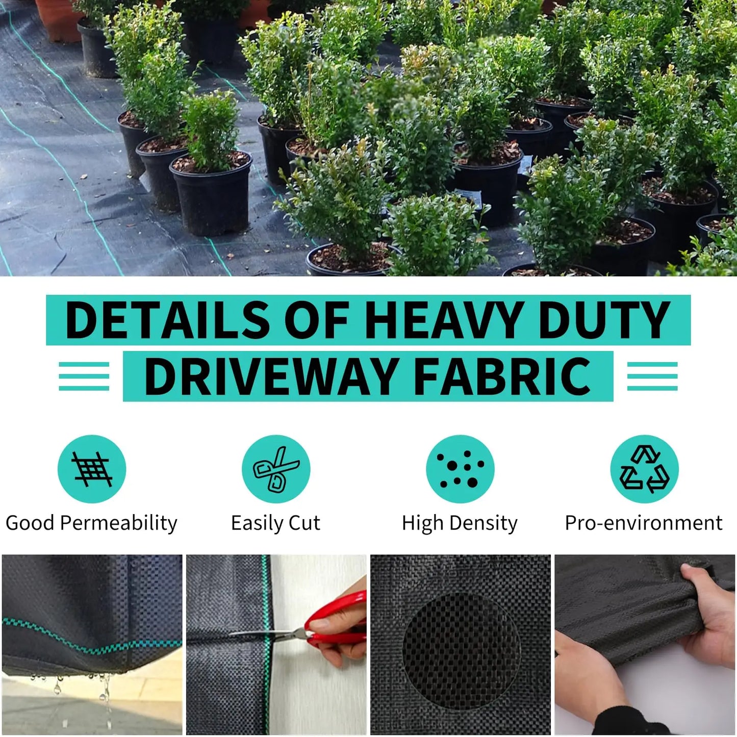 HiMISS Weed Barrier Landscape Fabric Heavy Duty Weed Block Garden