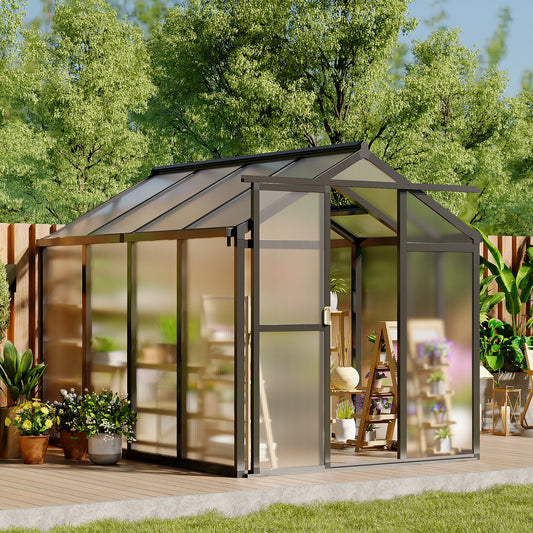 DishyKooker Aluminum Walk-In Greenhouse With Roof Vent Polycarbonate Outdoors