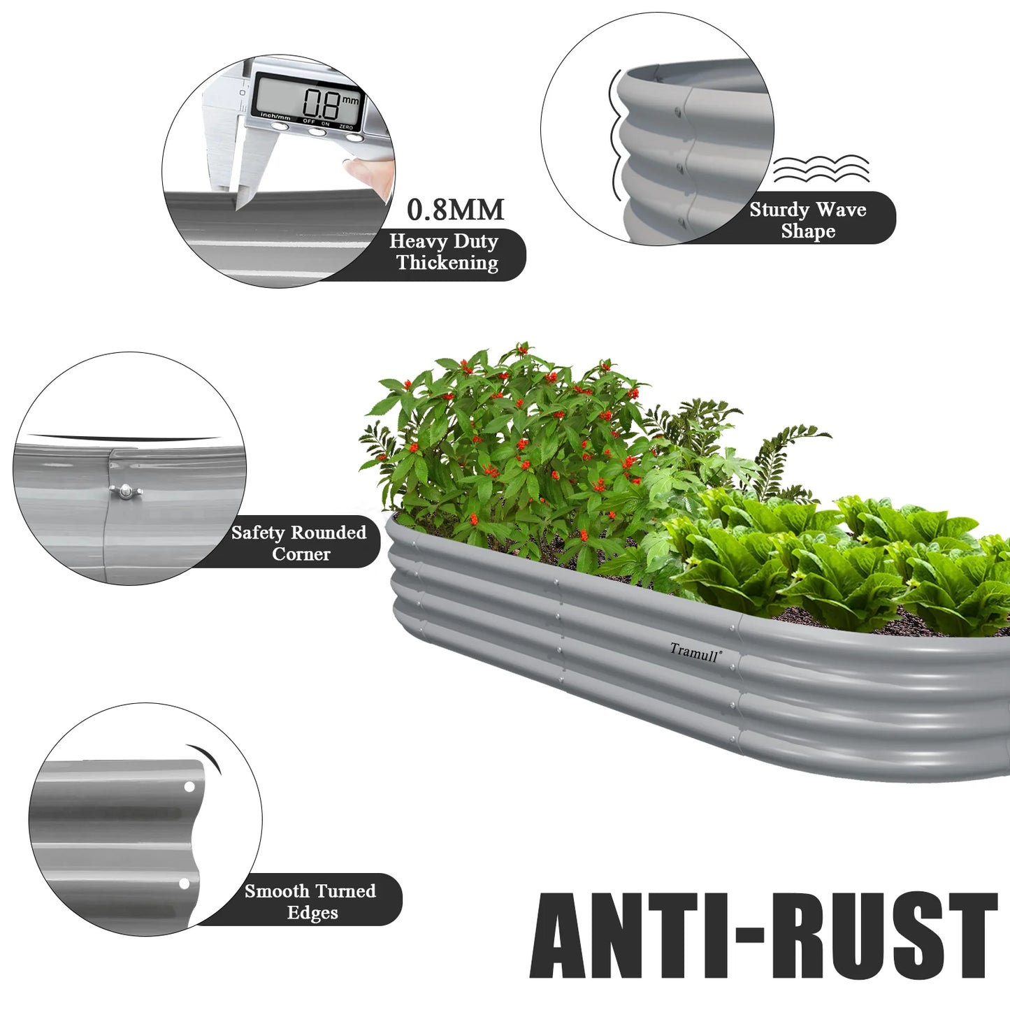 Tramull Galvanized Raised Garden Bed Kit Oval Metal Planter