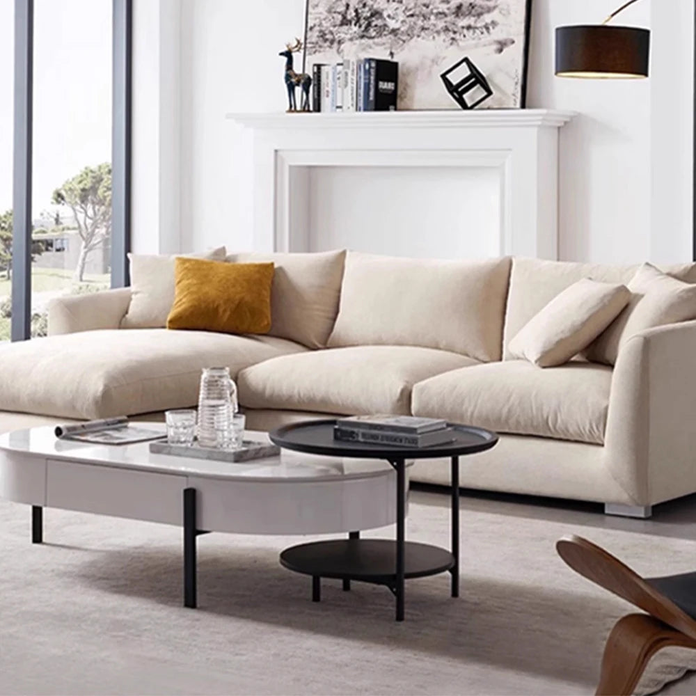 Cloud Down Filled Chaise Sofa L Shaped Recliner Living Room