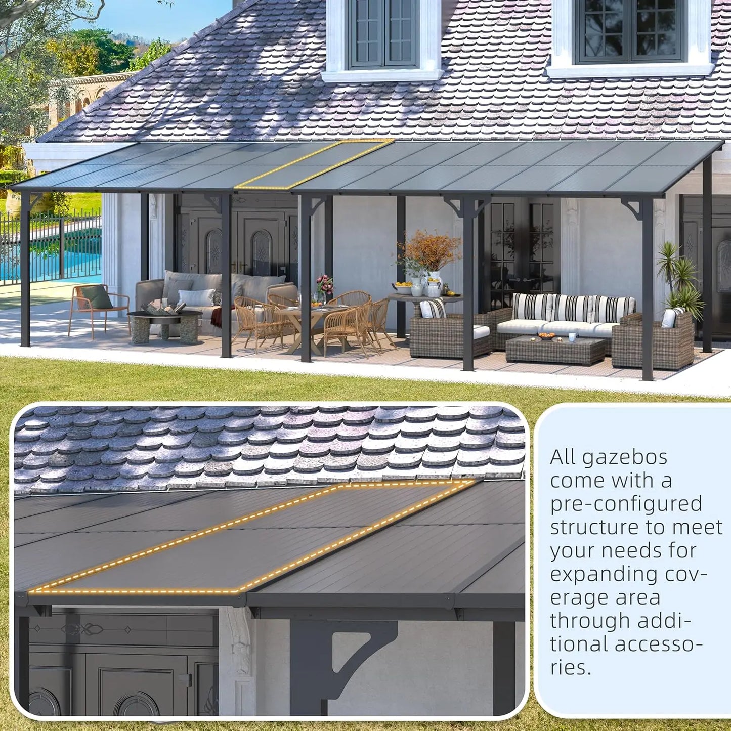 Patio Gazebo With Hard Top Aluminum Frame